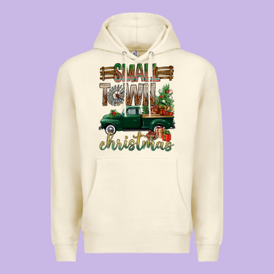 Small Town Christmas With Truck Premium Hoodie Designed By Bundleandbundleshop