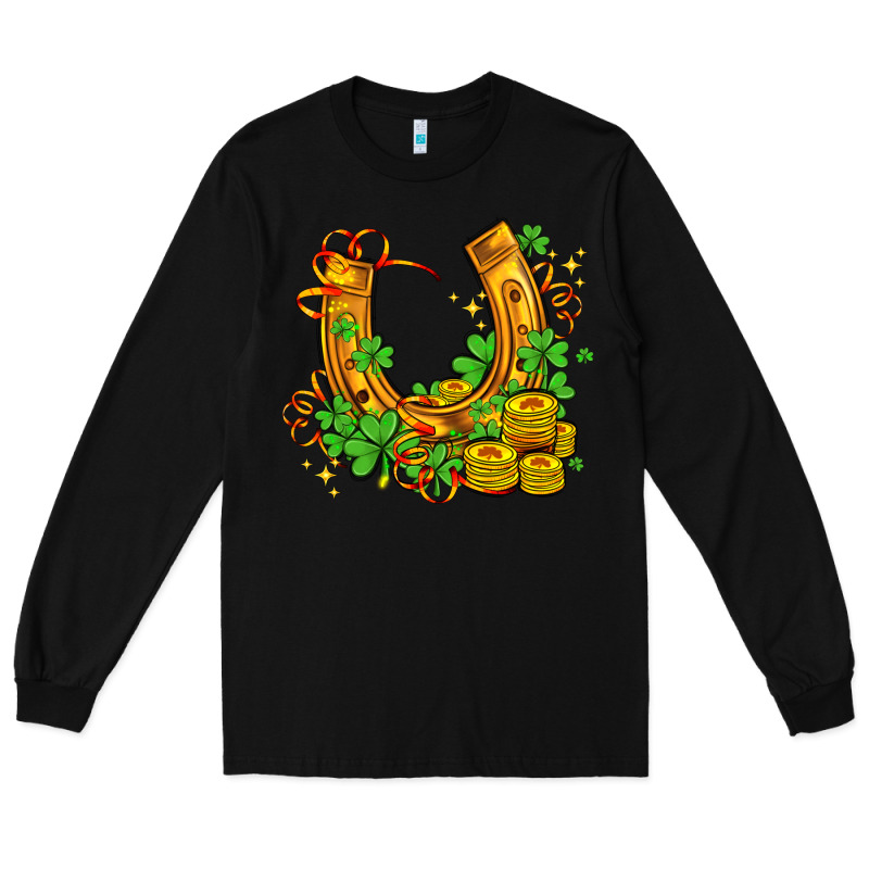 Horseshoe With Shamrocks And Coin Long Sleeve Tee by AdoDesignShop | Teevron