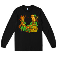 Black horseshoe with shamrocks and coin Long Sleeve Tee - AdoDesignShop