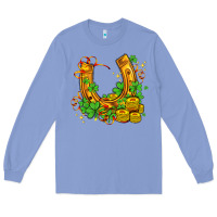 Colony Blue horseshoe with shamrocks and coin Long Sleeve Tee - AdoDesignShop