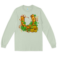 Matcha horseshoe with shamrocks and coin Long Sleeve Tee - AdoDesignShop