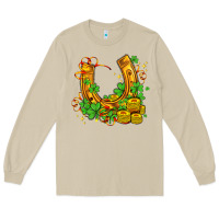 Mushroom horseshoe with shamrocks and coin Long Sleeve Tee - AdoDesignShop
