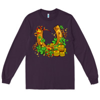 Plum horseshoe with shamrocks and coin Long Sleeve Tee - AdoDesignShop