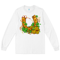 White horseshoe with shamrocks and coin Long Sleeve Tee - AdoDesignShop