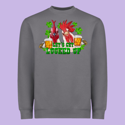 St. Patrick's Day Roosters Let's Get Lucked Up Heavyweight Sweatshirt Designed By Ranaportraitstore