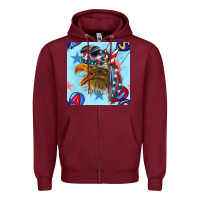 Burgundy mullet eagle with balloon seamless pattern Zipper Hoodie - BundleAndBundleShop