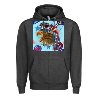 Charcoal Heather mullet eagle with balloon seamless pattern Zipper Hoodie - BundleAndBundleShop