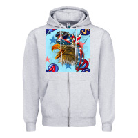 Heather Grey mullet eagle with balloon seamless pattern Zipper Hoodie - BundleAndBundleShop