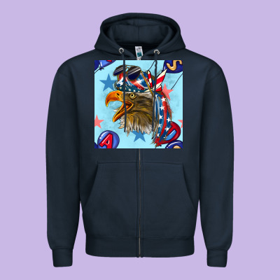 Mullet Eagle With Balloon Seamless Pattern Zipper Hoodie Designed By Bundleandbundleshop