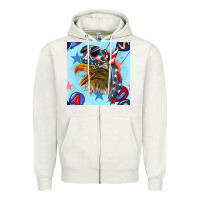 Oatmeal Heather mullet eagle with balloon seamless pattern Zipper Hoodie - BundleAndBundleShop