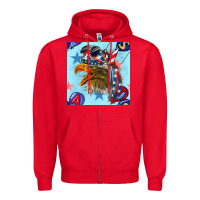 Red mullet eagle with balloon seamless pattern Zipper Hoodie - BundleAndBundleShop