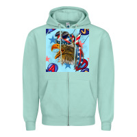 Seafoam mullet eagle with balloon seamless pattern Zipper Hoodie - BundleAndBundleShop