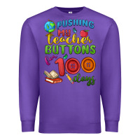 Purple pushing my teacher buttons for 100 days Premium Sweatshirt - MaliasSmallBusiness