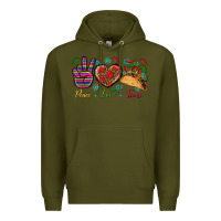 Army Green Peace Love Tacos Premium Hoodie - BundleAndBundleShop