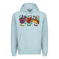 Blue Mist Peace Love Tacos Premium Hoodie - BundleAndBundleShop