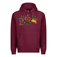 Burgundy Peace Love Tacos Premium Hoodie - BundleAndBundleShop
