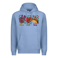 Colony Blue Peace Love Tacos Premium Hoodie - BundleAndBundleShop
