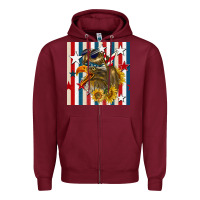 Burgundy mullet eagle seamless pattern Zipper Hoodie - BundleAndBundleShop