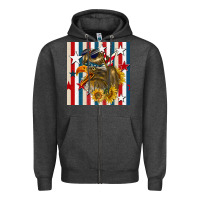 Charcoal Heather mullet eagle seamless pattern Zipper Hoodie - BundleAndBundleShop