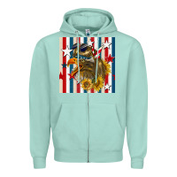 Seafoam mullet eagle seamless pattern Zipper Hoodie - BundleAndBundleShop