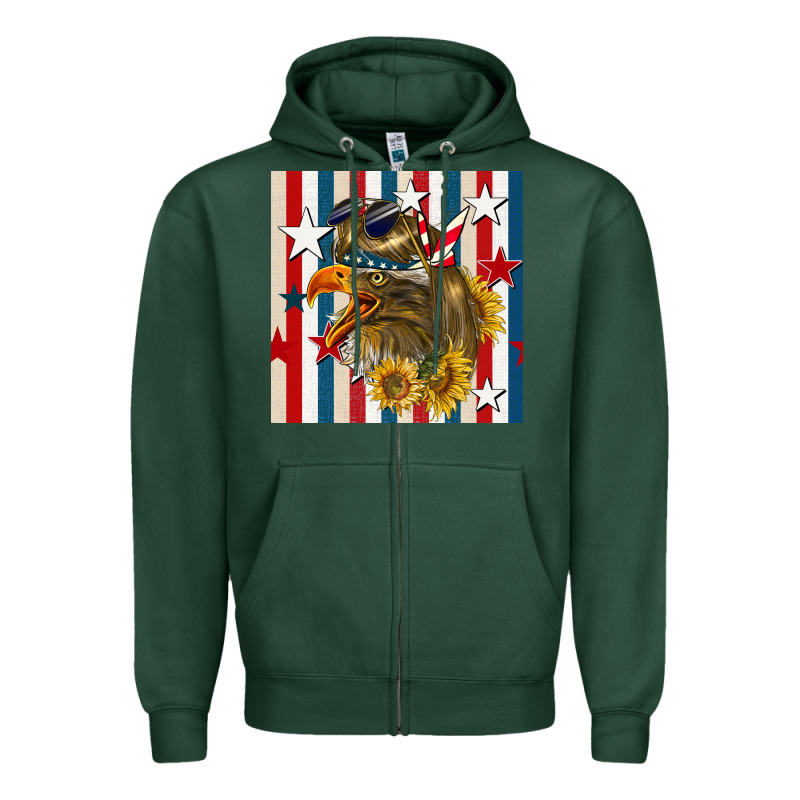 Mullet Eagle Seamless Pattern Zipper Hoodie by BundleAndBundleShop | Teevron