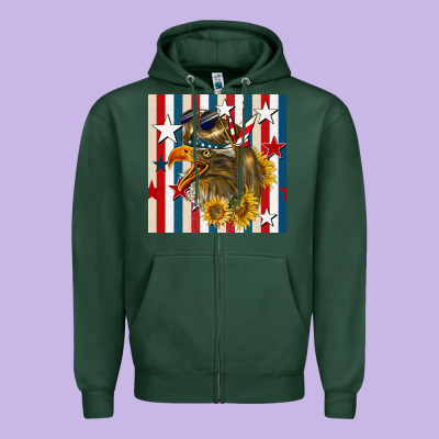 Mullet Eagle Seamless Pattern Zipper Hoodie Designed By Bundleandbundleshop
