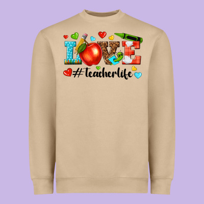 Love Teacher Life Heavyweight Sweatshirt Designed By Texasbilliewilder
