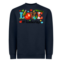 Navy love teacher life Heavyweight Sweatshirt - texasbilliewilder