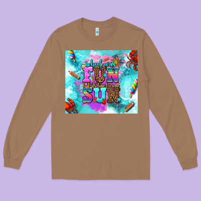 Summer Break And School Long Sleeve Tee Designed By Adodesignshop