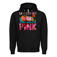 Black in october we wear pink with pumpkins Zipper Hoodie - AdoDesignShop