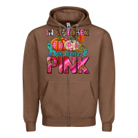 Chestnut in october we wear pink with pumpkins Zipper Hoodie - AdoDesignShop