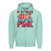 Seafoam in october we wear pink with pumpkins Zipper Hoodie - AdoDesignShop