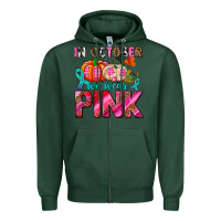 Sports Green in october we wear pink with pumpkins Zipper Hoodie - AdoDesignShop