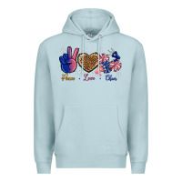 Blue Mist Peace Love Cheer Premium Hoodie - BundleAndBundleShop