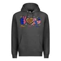 Charcoal Heather Peace Love Cheer Premium Hoodie - BundleAndBundleShop