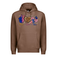 Chestnut Peace Love Cheer Premium Hoodie - BundleAndBundleShop