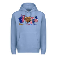 Colony Blue Peace Love Cheer Premium Hoodie - BundleAndBundleShop