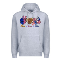 Heather Grey Peace Love Cheer Premium Hoodie - BundleAndBundleShop