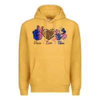 Mustard Peace Love Cheer Premium Hoodie - BundleAndBundleShop