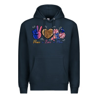 Navy Peace Love Cheer Premium Hoodie - BundleAndBundleShop