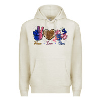 Oatmeal Heather Peace Love Cheer Premium Hoodie - BundleAndBundleShop