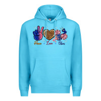 Ocean Blue Peace Love Cheer Premium Hoodie - BundleAndBundleShop