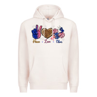 Pale Pink Peace Love Cheer Premium Hoodie - BundleAndBundleShop
