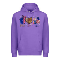 Purple Peace Love Cheer Premium Hoodie - BundleAndBundleShop