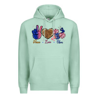 Seafoam Peace Love Cheer Premium Hoodie - BundleAndBundleShop