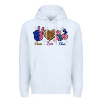 White Peace Love Cheer Premium Hoodie - BundleAndBundleShop