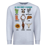 Heather Grey so god made a cowboy Premium Sweatshirt - MaliasSmallBusiness