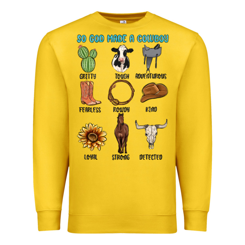 So God Made A Cowboy Premium Sweatshirt by MaliasSmallBusiness | Teevron