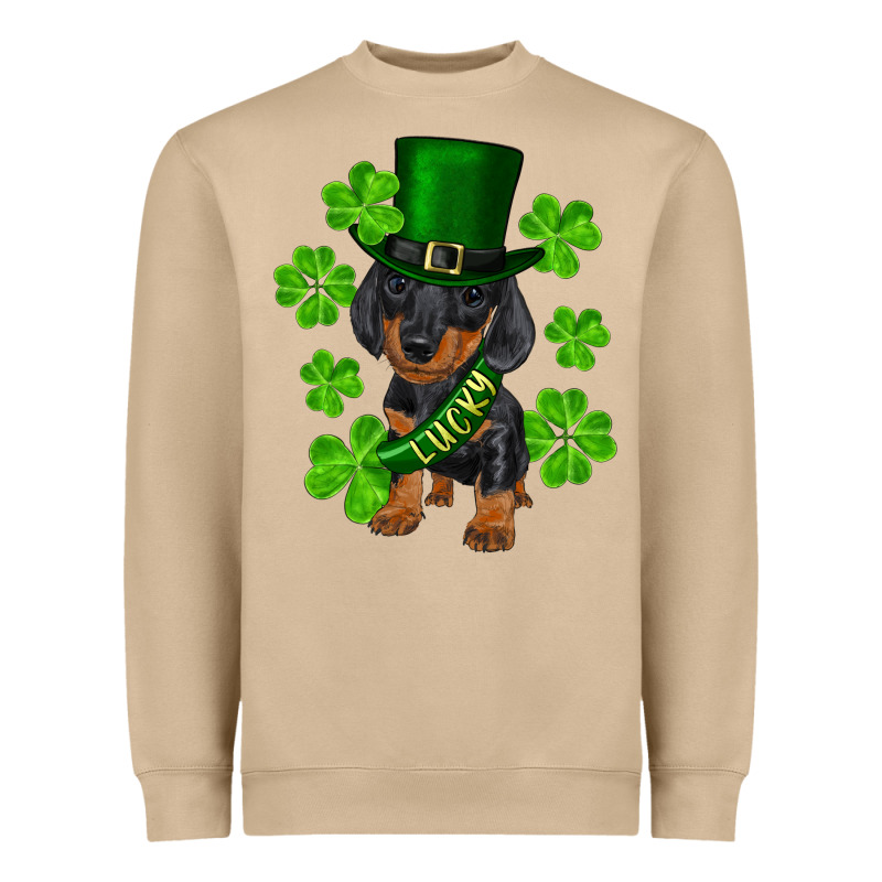 St. Patrick's Day Lucky Dachshund Puppy Heavyweight Sweatshirt by RanaPortraitStore | Teevron