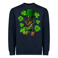 Navy st. patrick's day lucky dachshund puppy Heavyweight Sweatshirt - RanaPortraitStore